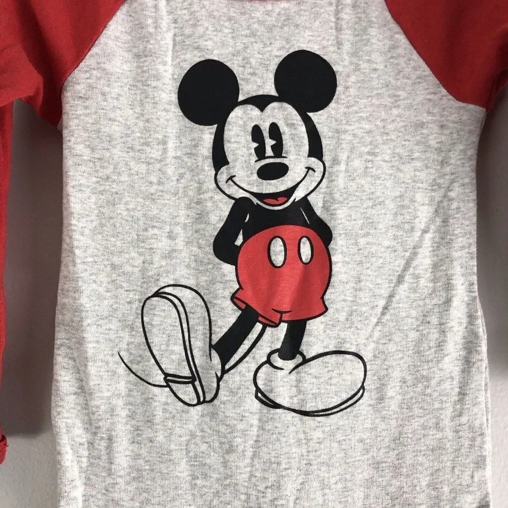 Disney Store Baby Size‎ 18-24 Months Gray Red Long Sleeve Mickey Mouse Pajamas